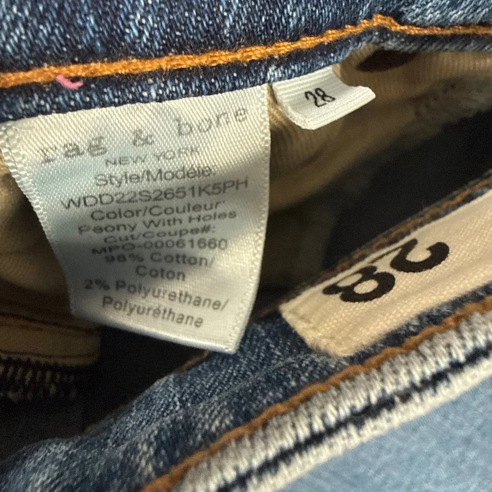 Rag & Bone Cate Mid-Rise Ankle Skinny Jeans Women 28 Blue Denim Raw Hem Designer